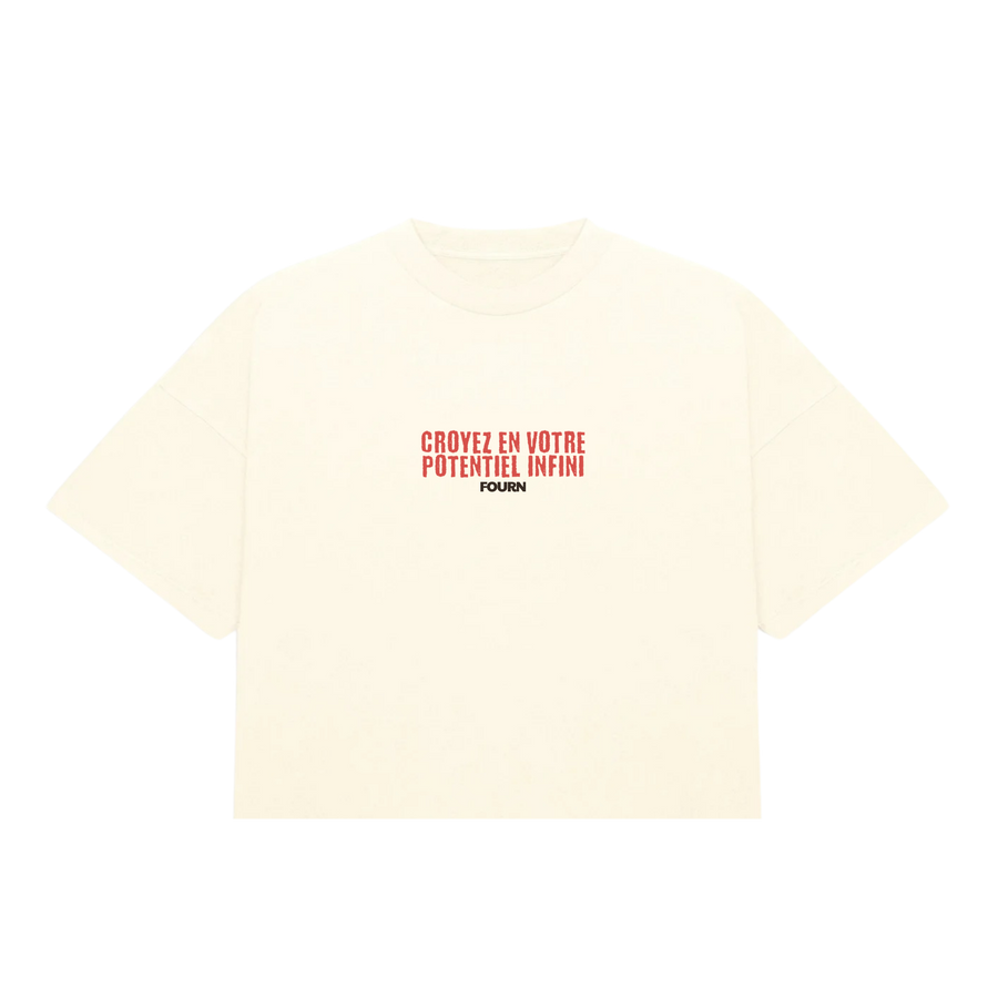 Believe In Your Boundless Potential Oversized T-Shirt - Creme