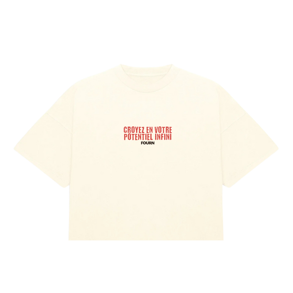 Believe In Your Boundless Potential Oversized T-Shirt - Creme