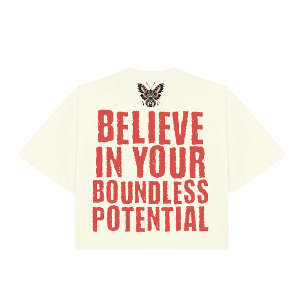 Believe In Your Boundless Potential Oversized T-Shirt - Creme