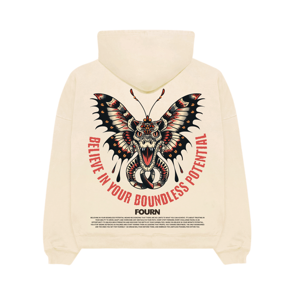 Believe In Your Boundless Potential Plush Hoodie - Creme
