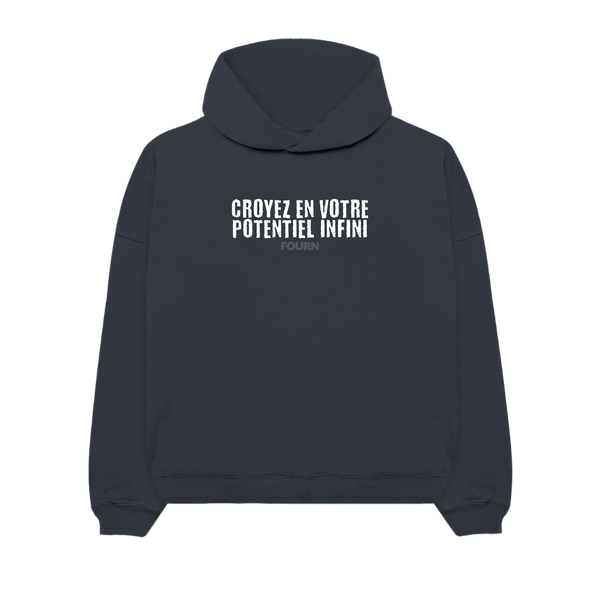 Believe In Your Boundless Potential Plush Hoodie - Black Edge