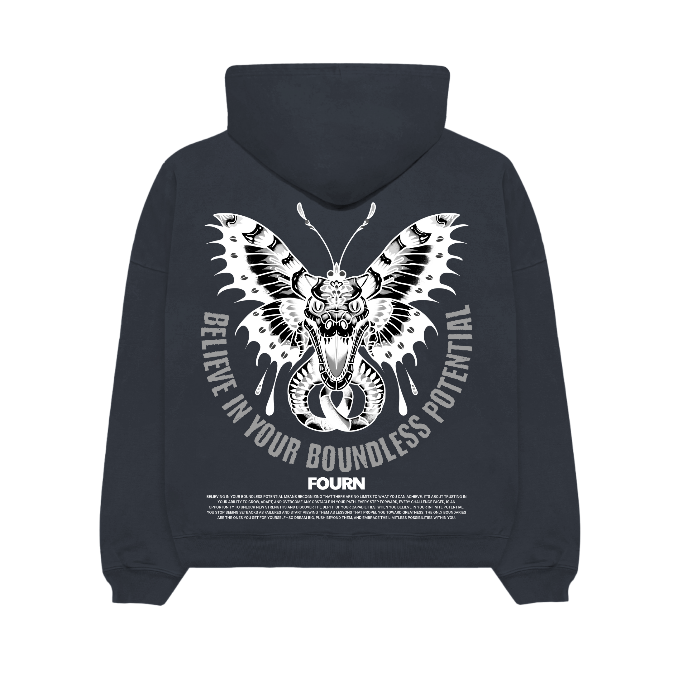 Believe In Your Boundless Potential Plush Hoodie - Black Edge