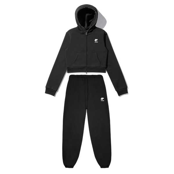 Ladies Crop Top Full Zip Set  - (White) - Fall Collection