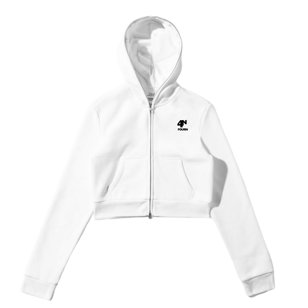 Ladies Crop Top Full Zip Body Bag Jacket - Fall Collection (White)